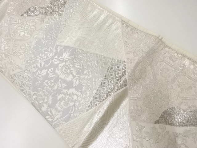 アンティーク　切り嵌め風花唐草模様織出し袋帯（材料）